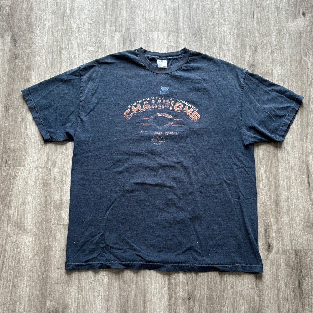 Vintage Chicago Bears 2006 NFC Champions T Shirt Men's Size 2XL Navy Blue